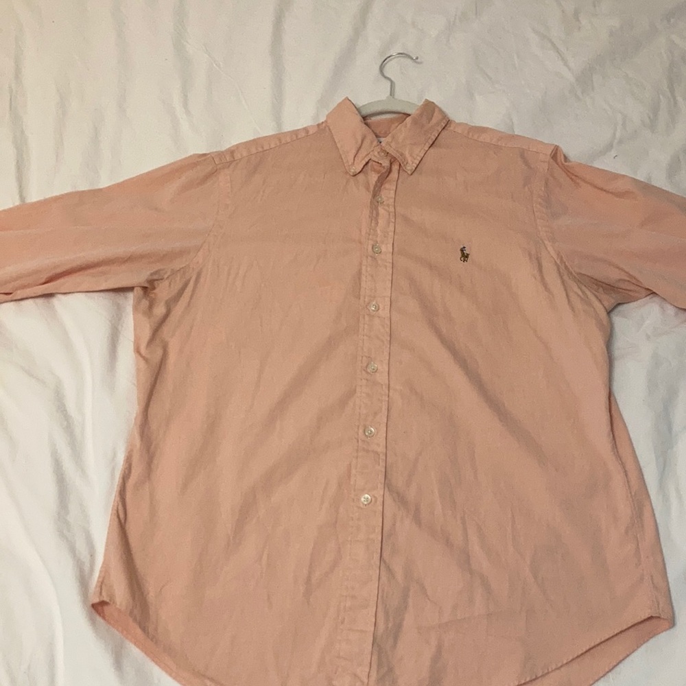 Pink coral long sleeve button up